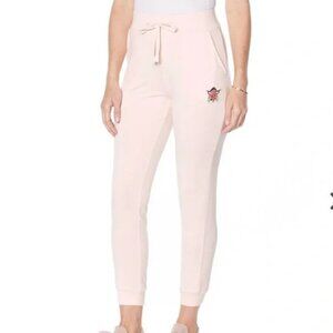 NWT Badgley Mischka Pink Original Artwork French Terry Face Logo Joggers